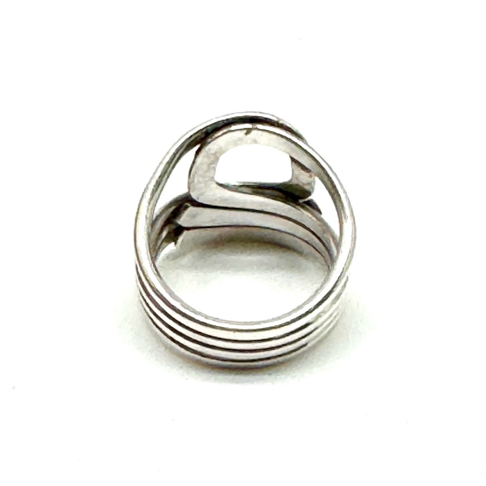 Sterling Silver Abstract Geometric Ring Split Band Overlap Loop Design Size 8 - Picture 6 of 10